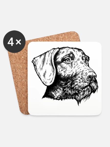Deutsch Drahthaar Portrait - Untersetzer (4er-Set) - Weiß