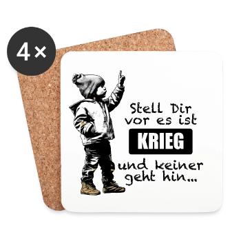 Anti Krieg - Junges Kind mit erhobenem Zeigefinger - Untersetzer (4er-Set) - Weiß - Vorne