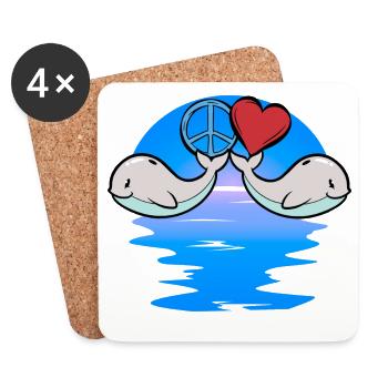 Baby Whale Fish Marine Mammal Kids Peace - Coasters (set of 4) - white - Front