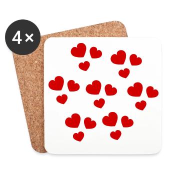 HEART. HEARTS. VALENTINE'S DAY. LOVE. LOVE. COUPLE. - Coasters (set of 4) - white - Front