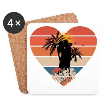 Sonnenuntergang LiebesKuss Herzdesign - Untersetzer (4er-Set) - Weiß - Vorne