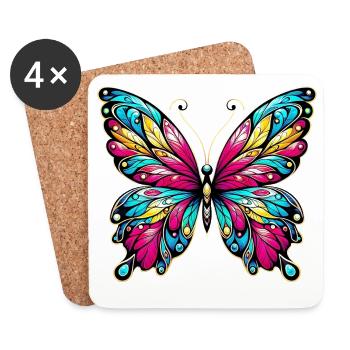 Papillon - Dessous de verre (lot de 4) - blanc - Devant