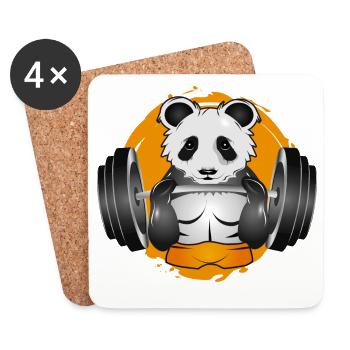 Bodybuilder Panda Bär mit Langhantel im Gym Patch - Untersetzer (4er-Set) - Weiß - Vorne