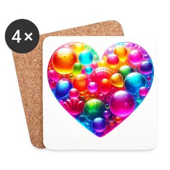 Buntes Herz - Untersetzer (4er-Set) - Weiß - Vorne