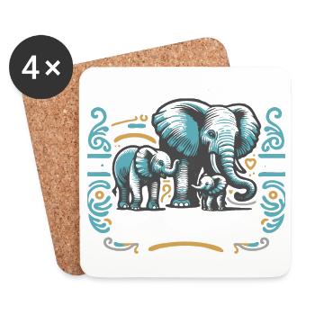 vatertag papa 2 kinder dad daddy elefant papafant - Untersetzer (4er-Set) - Weiß - Vorne