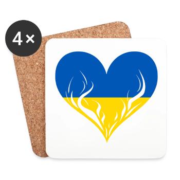 Ukraine Heart - Coasters (set of 4) - white - Front