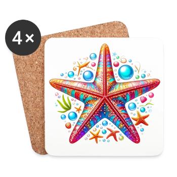 Étoile de mer - Dessous de verre (lot de 4) - blanc - Devant