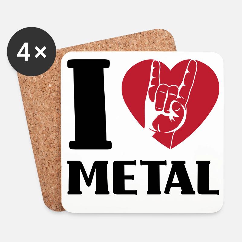 J’adore le métal - Dessous de verre (lot de 4) - blanc