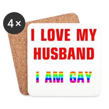 J’AIME MON MARI - JE SUIS GAY - Dessous de verre (lot de 4) - blanc - Devant