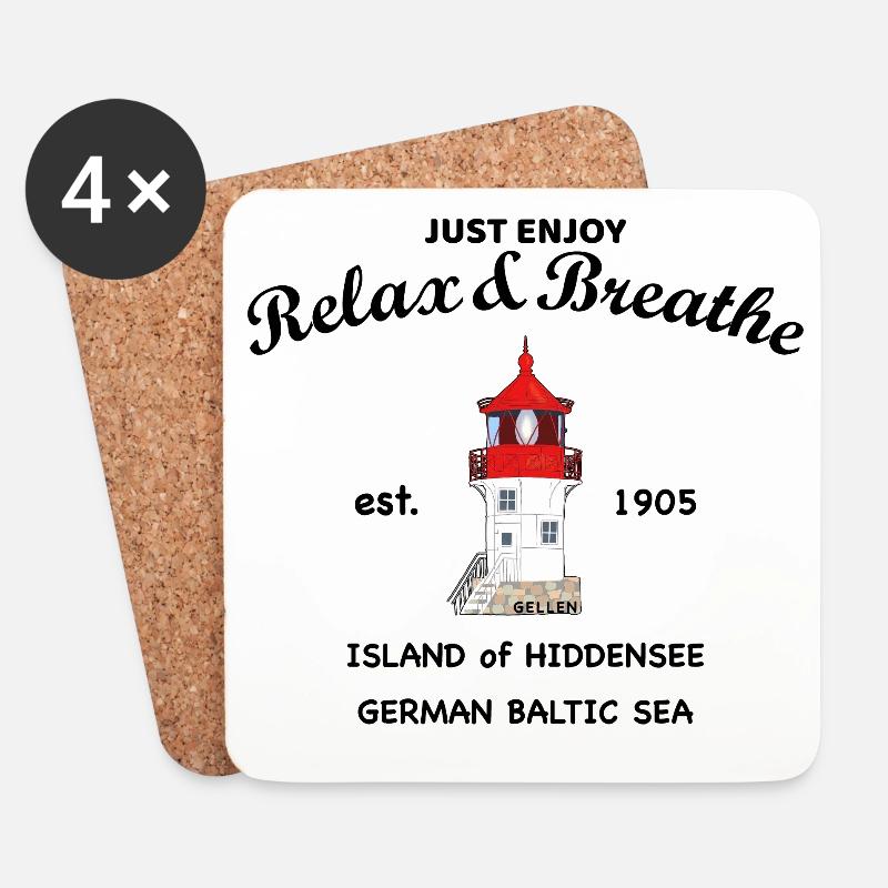 Insel Hiddensee, Leuchtturm Gellen Deutsche Ostsee - Untersetzer (4er-Set) - Weiß