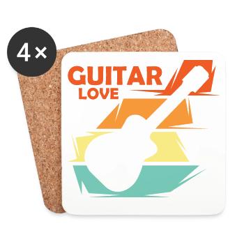 Gitarre Liebe Musik Illustration vintage retro - Untersetzer (4er-Set) - Weiß - Vorne