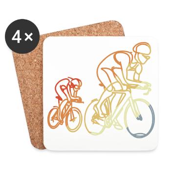 Vélo de route Style rétro - Dessous de verre (lot de 4) - blanc - Devant