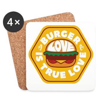 Burger Love - Dessous de verre (lot de 4) - blanc - Devant