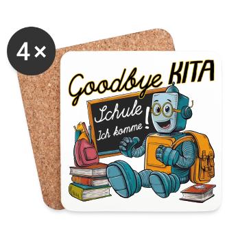 Einschulung Roboter erster Schultag - Untersetzer (4er-Set) - Weiß - Vorne