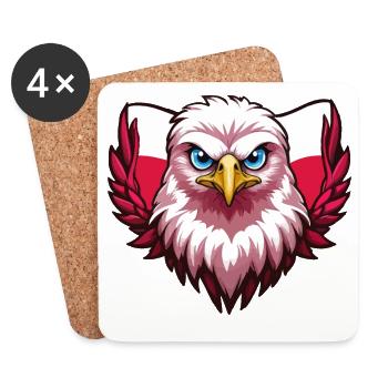 Aigle Polska Pologne Drapeau polonais - Dessous de verre (lot de 4) - blanc - Devant