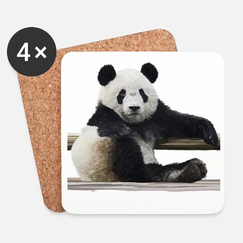 Panda - Untersetzer (4er-Set) - Weiß