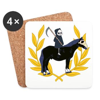Rider Death Grim Reaper Horse Laurel Wreath Halloween - Coasters (set of 4) - white - Front