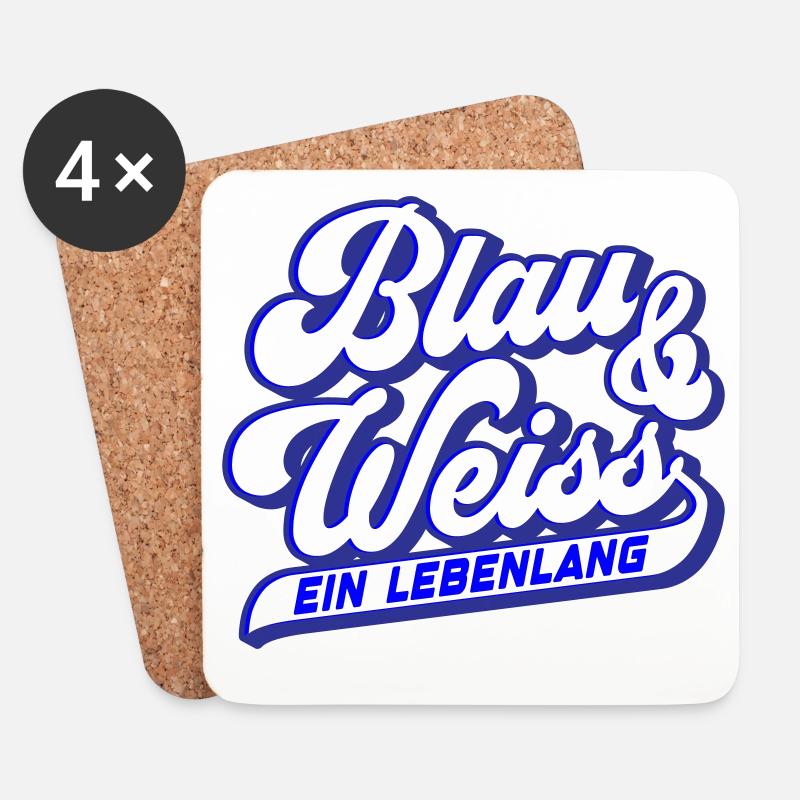 Blau & Weiss ein Lebenlang | Farben änderbar - Untersetzer (4er-Set) - Weiß