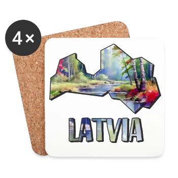 Watercolor Map of Latvia - Coasters (set of 4) - white - Front