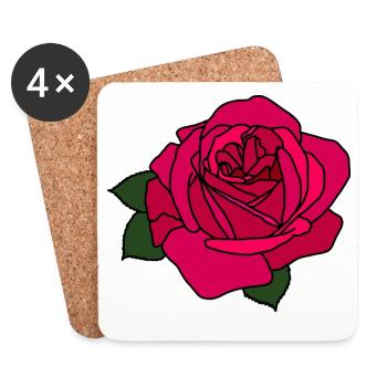 Pink Rose - Coasters (set of 4) - white - Front
