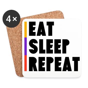 Eat - Sleep - Repeat - Untersetzer (4er-Set) - Weiß - Vorne