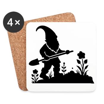 charming silhouette motif of a garden gnome - Coasters (set of 4) - white - Front