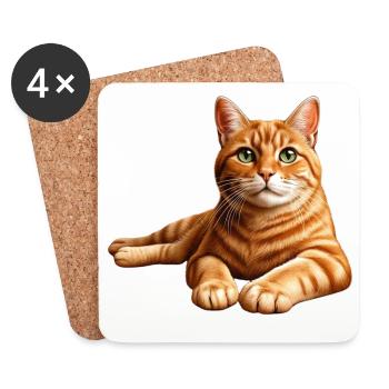 Realistisches orange getigertes Katzenporträt - Untersetzer (4er-Set) - Weiß - Vorne