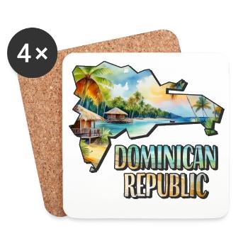 Watercolor Map Dominican Republic - Coasters (set of 4) - white - Front