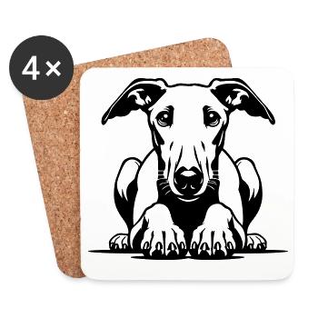 Whippet Kopf mit Pfoten - Untersetzer (4er-Set) - Weiß - Vorne