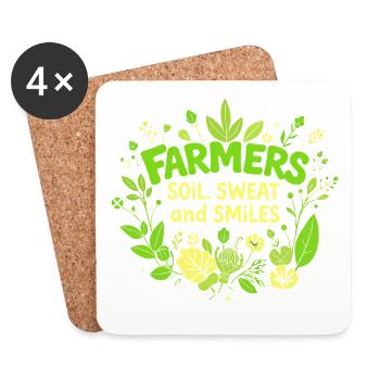 FARMERS: SOIL, SWEAT, AND SMILES - Coasters (set of 4) - white - Front