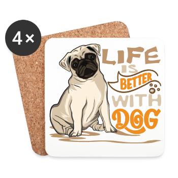 Das Leben ist schöner mit einem Hund - Untersetzer (4er-Set) - Weiß - Vorne