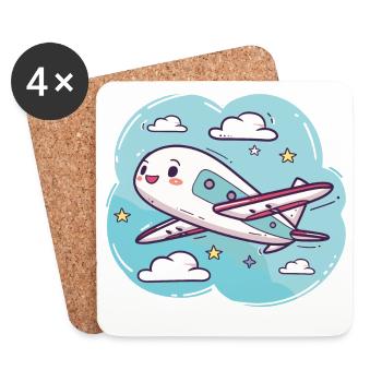 Airplane Comic Look - Coasters (set of 4) - white - Front