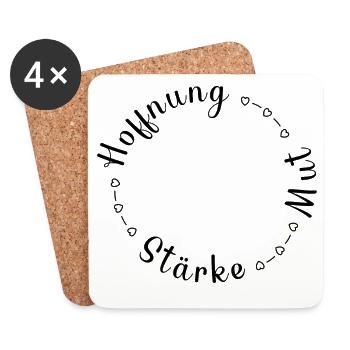 Hoffnung Stärke Mut Motivation Kraft geben - Untersetzer (4er-Set) - Weiß - Vorne