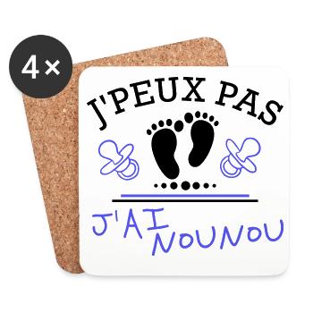 JPEUX PAS JAI nounou garcon - Dessous de verre (lot de 4) - blanc - Devant