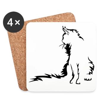 Maine Coon Katze - Untersetzer (4er-Set) - Weiß - Vorne