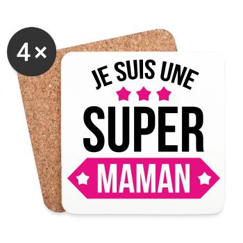Je suis une super maman - Dessous de verre (lot de 4) - blanc - Devant