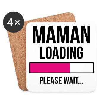 Mama lädt... Bitte warten - Werdende Mutter - Untersetzer (4er-Set) - Weiß - Vorne