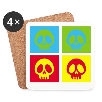 Pop art manga skull - Coasters (set of 4) - white - Front