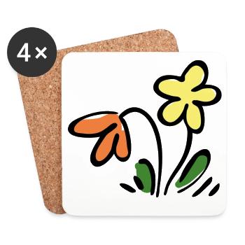 Fleur - Dessous de verre (lot de 4) - blanc - Devant