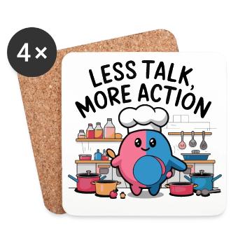 Less Talk, More Action Chef - Coasters (set of 4) - white - Front