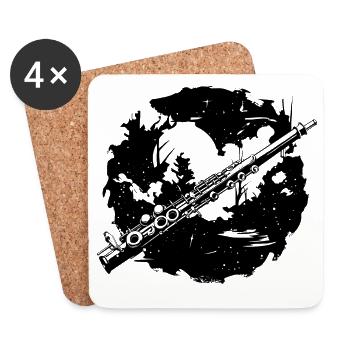 Flute Sketch - Coasters (set of 4) - white - Front