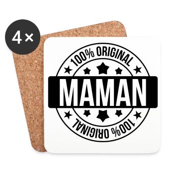 Maman d'Amour - Fête des Mères - Dessous de verre (lot de 4) - blanc - Devant