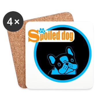 Blauer Hundekopf Logo Spoiled Dog - Untersetzer (4er-Set) - Weiß - Vorne
