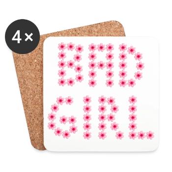 Floral Inscriptions - BAD GIRL - Coasters (set of 4) - white - Front