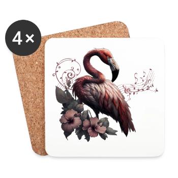 Tropical elegance, flamenco at . - Coasters (set of 4) - white - Front