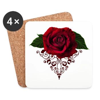 Drama der Liebe, die Rose der Erinnerung. - Untersetzer (4er-Set) - Weiß - Vorne