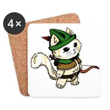 Chat Archer de la Forêt - Dessous de verre (lot de 4) - blanc - Devant