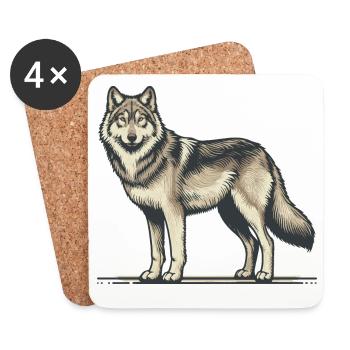 Loup - Dessous de verre (lot de 4) - blanc - Devant