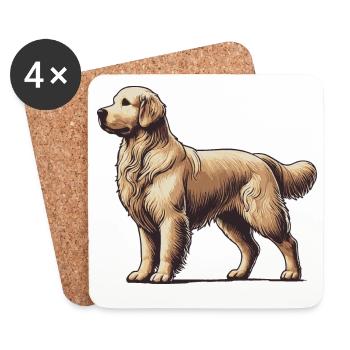 Golden Retriever - Coasters (set of 4) - white - Front