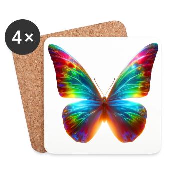 Papillon (01) - Dessous de verre (lot de 4) - blanc - Devant
